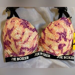 Joe Boxer Purple and Peach Lace Bra with Branded Underband